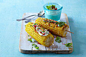 Mexican style grilled corn on the cob (Elotes)