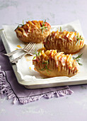 Hasselback Potatoes with bacon and chesse