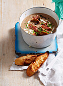 Mushroom stew with Grisons Meat and toasted bread