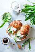 Croissant with wild garlic cream cheese and poached egg