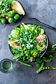 Healthy green bowl salad