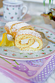 Swiss roll with elderberry cream
