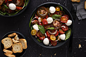 Tomato and mozzarella salad in a bowl