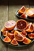 Blood oranges, cut open