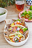 Fish tacos with mango, chilli and coriander