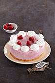 Unbaked raspberry cheesecake