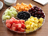 Assortment of fresh fruit on a serving tray