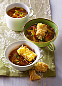 Baked onion soup with cheese toasts