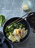 Stewed savoy cabbage with sesame and soy sauce