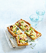Frech pastry quiche with bacon and leek
