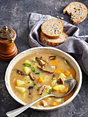 Original potato soup with fresh mushrooms