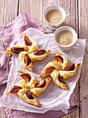 Puff pastry pinwheels with red plums