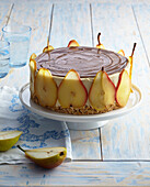 Pear cake with pudding cream