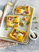 Small French pastry pizzas
