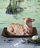 Easter lamb from creamy dough with lavender