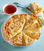 French pastry cake with pudding and apples