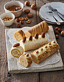 Two kinds of nut rolls (with walnuts and hazelnuts)