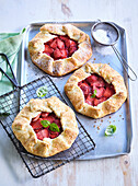 Strawberry galettes with basil