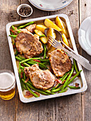 Pork neck with green beans