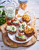 Crostini with 3 different spreads