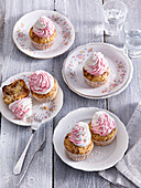 Marble cupcakes with raspberry cream