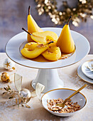 Poached white wine pears
