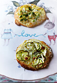 Mini pizza with courgette or potatoes for children