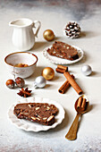 Chocolate cantuccini with spices for Christmas
