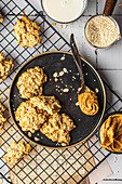 Vegan oatmeal cookies with peanut butter and sesame seeds