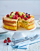 Pancake cake with summer fruits