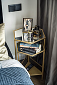 Bedside table with mirrored top