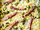 Käse-Wurst-Gnocchi mit Brokkoli vom Blech