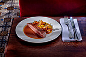 Roasted duck breast with pumpkin puree