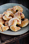 Yeast croissants stuffed with jam