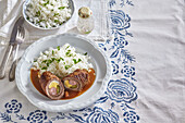 Stuffed beef rolls with rice
