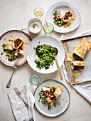 Filo pastry strudel filled with pea tabouleh