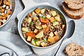 Lentil stew with smoked tofu