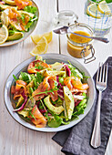 Avocado and salmon salad with dill