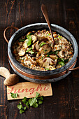 Spelt risotto with mushrooms and oat cream
