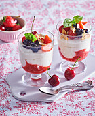 Flummery with berries and almonds