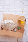 Pre cooked pita bread dough with olive oil