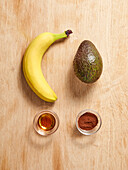 Ingredients for avocado mousse with banana