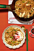 Fried rice vermicelli with egg