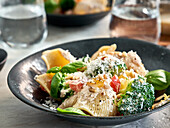 Sheel pasta with broccoli and Parmesan cheese