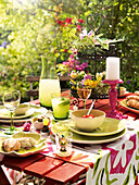 Summer atmosphere: set table on terrace