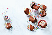 Double-choc brownie pops