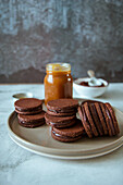 Shortbread biscuits with chocolate and caramel