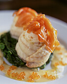 Sole rolls with salmon and spinach
