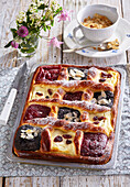 Colourful yeast tray cake