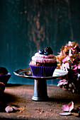 A cupcake with berries